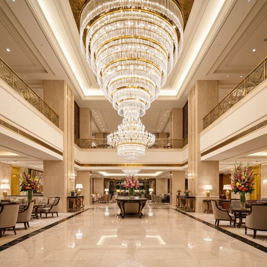 The grand lobby of Aurelia Grand Resort